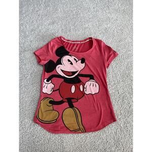 Disney Parks Walt Disney World Walking Mickey Mouse Women's XS RED Tee Shirt